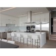 European style high gloss kitchen cabinet with with quartz/corian worktop