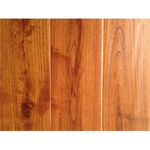 Hand scraped Chinese teak Locust hardwood floors tropical teak color
