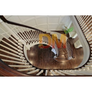 Curved staircases with oak stair treads and white baluster
