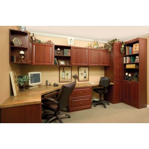 raised panel door home office cabinetry with computer desk