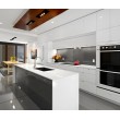 Modern high gloss kitchen cabinet with waterfall kitchen island
