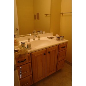 Mitered Door Raised Panel Bathroom cabinet with white vanity