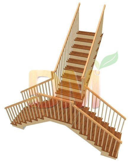 Double sides handrails wood staircases from China Decor Wood